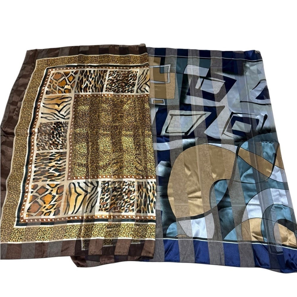 Unbranded Women's Fashion Scarves Lot of 2 Semi Sheer Polyester Lightweight